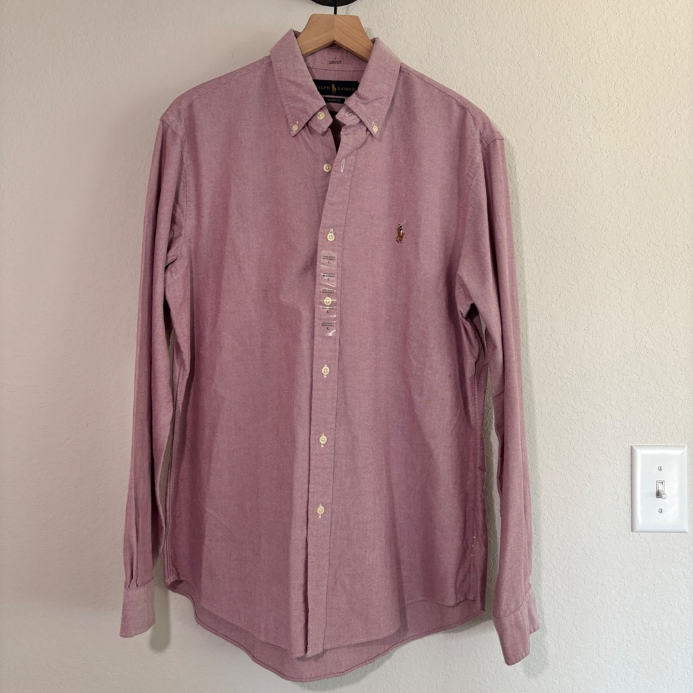 Ralph Lauren Button Down Classic Fit Large Cotton Crimson Red Preppy Ivy League